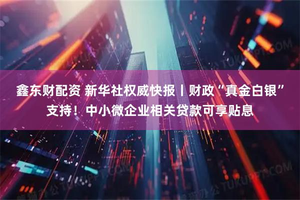 鑫东财配资 新华社权威快报丨财政“真金白银”支持！中小微企业相关贷款可享贴息