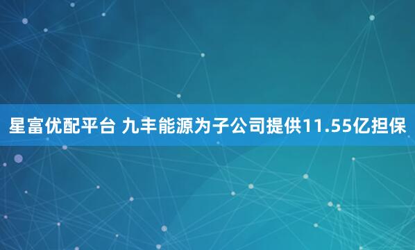 星富优配平台 九丰能源为子公司提供11.55亿担保