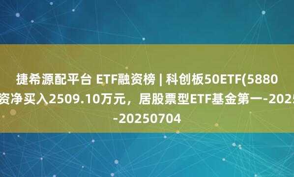 捷希源配平台 ETF融资榜 | 科创板50ETF(588080)融资净买入2509.10万元，居股票型ETF基金第一-20250704